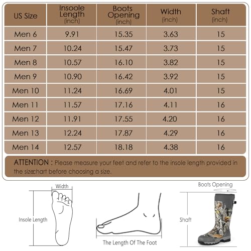 Kalkal Hunting Boots, Waterproof Anti-Slip Mens Rain Boots, Insulated Rubber Boots With 6Mm Neoprene thumb #1