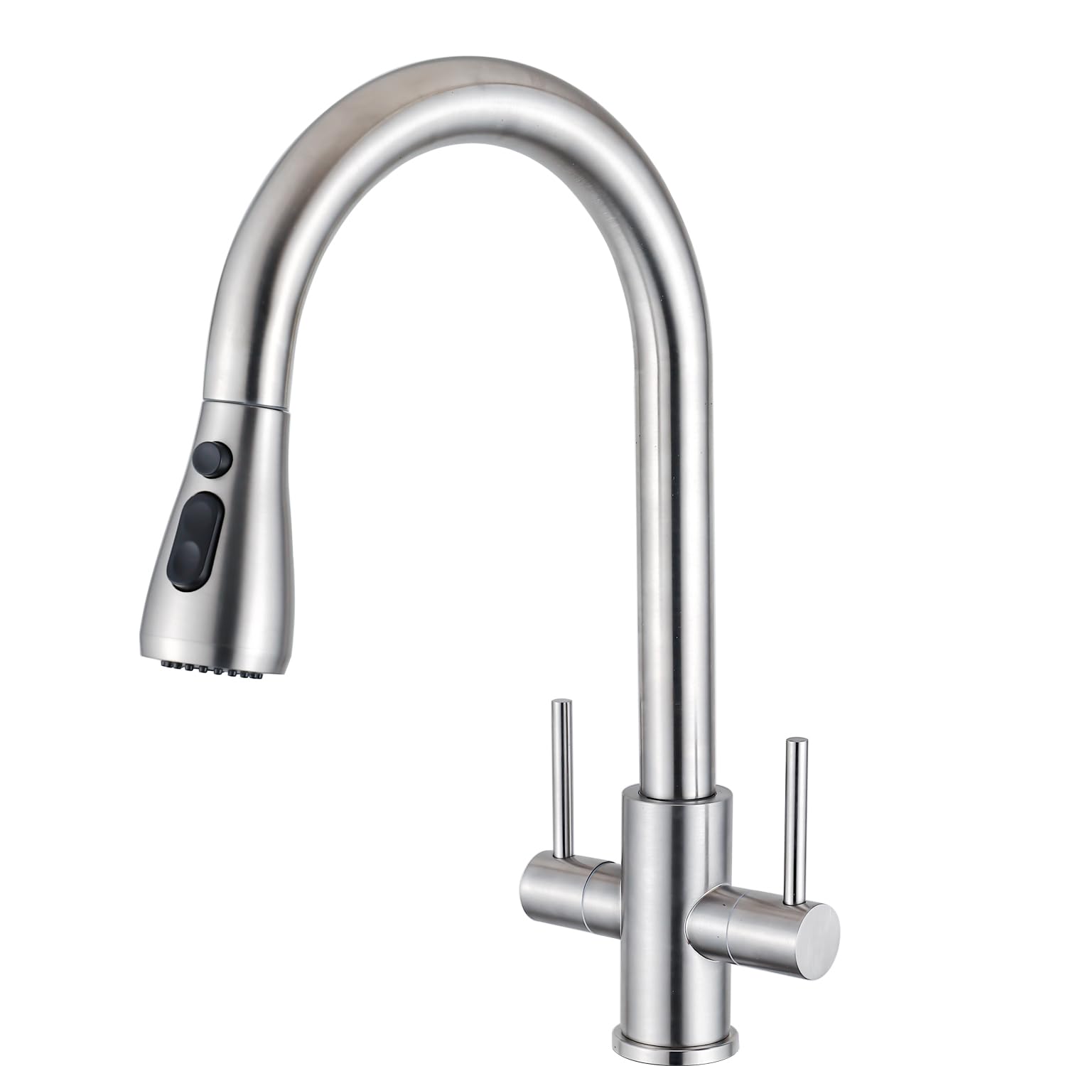 Eovem Pull Out Kitchen Tap, Stainless Steel, 360Β° Swivel Spout, High Arc, Dual Lever, Eovem Kitchen Mixer Sink Tap