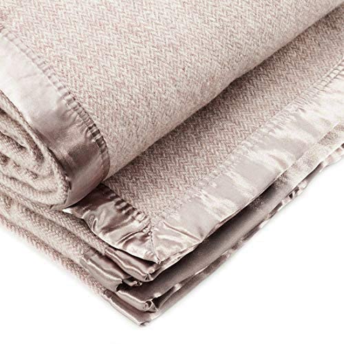Spencer & Whitney MISE-3 Bed Blankets Wool Blanket Beige Herringbone Blanket Wool Throw Blanket Large Queen Wool Blankets thumb #5