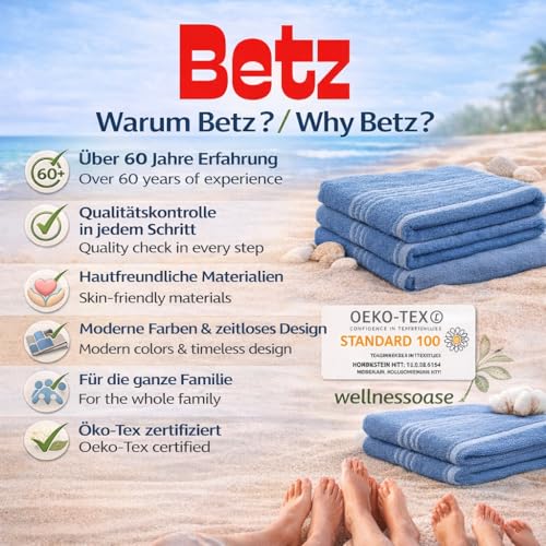 Betz Badetuch XXL Lines 90x180 cm – 100% Baumwolle, weich & saugstark – Strandtuch groß für Urlaub, Pool, Sauna & Outdoor – modernes Streifendesign Farbe blau