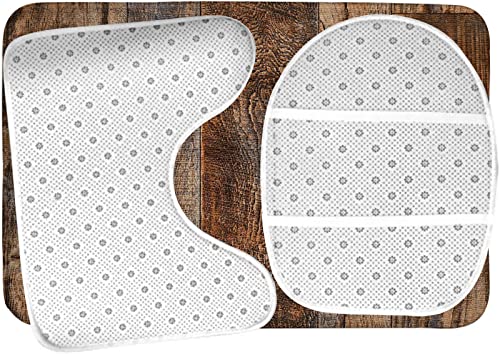 Badezimmerteppich-Set, 3-teilig, Vintage-braunes Holzspleißmuster, waschbare Badteppiche, rutschfest, mit Rückenpolster, Konturteppich und Toilettendeckelbezug – Bild 6