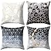 JPYZ 4 Pack Fundas de Cojines,45x45cm Funda de Almohada para Cojín Cuadrado Algodón Lino,Patrón de Mosaico Degradado,de Almohada para Cojines Decorativos para Sofá Cama Coche Hogar