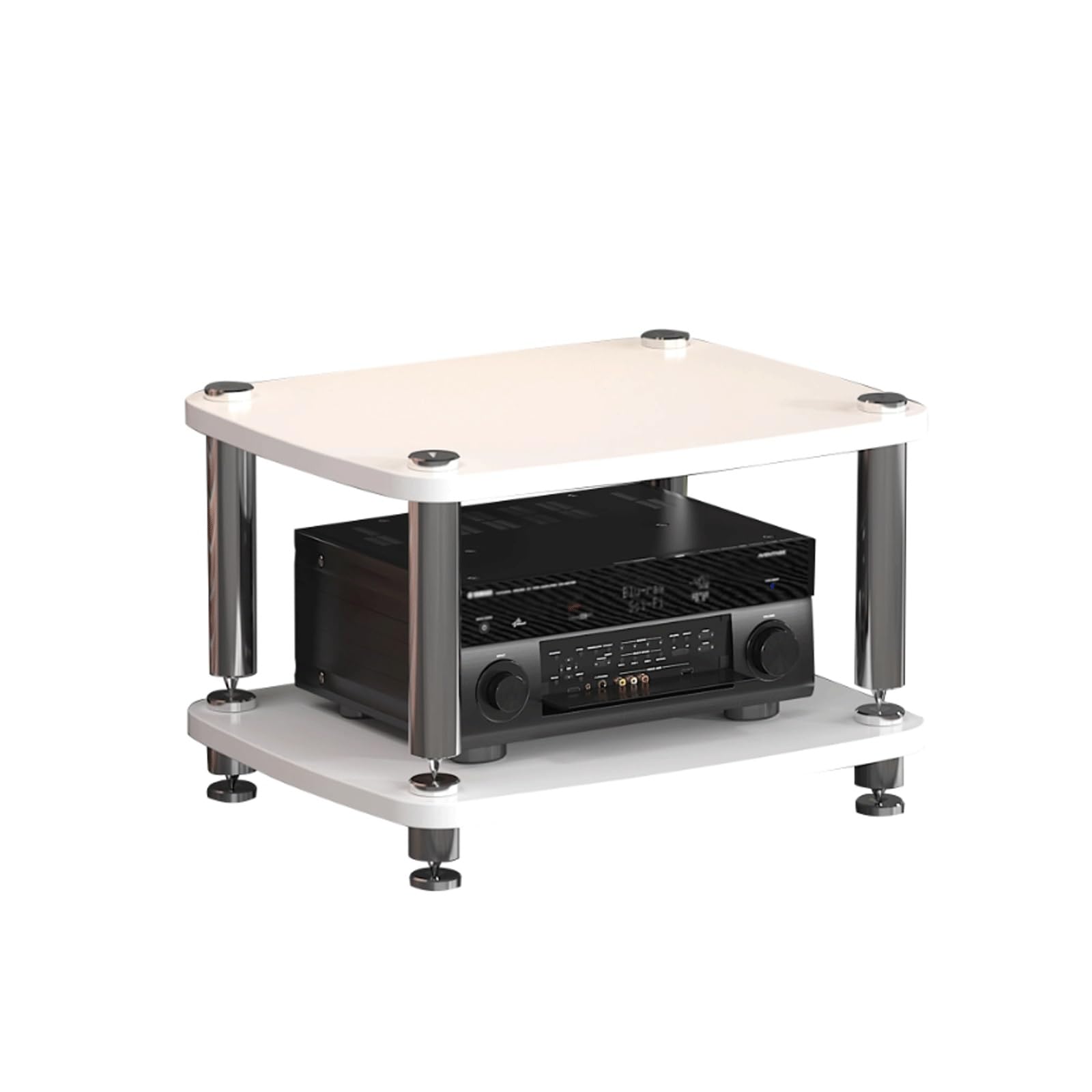 AV Multimedia Tower – 2-poziomowy stojak na odtwarzacze CD i komponenty stereo, drewniana półka narożna na telewizor i konsole do gier, stylowe meble audio
