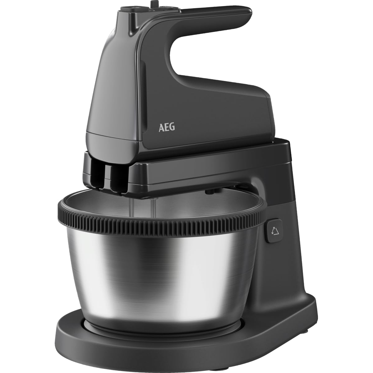 AEG ASM4B 5000 Series Standmixer - 500W Motor,5 Geschwindigkeitsstufen,Turbo-Funktion,2 Rührbesen,2 Knethaken,Spülmaschinenfest,34% recycelter Kunststoff,Zubehörstation,Granite Grey