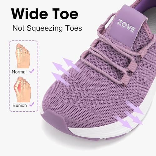 Image of ZOVE Wide Toe Box Shoes Women Extra Wide Width Sneakers Ultra Light Road Running Shoes Non-Slip Tennis Sneakers Breathable Walking Athletic