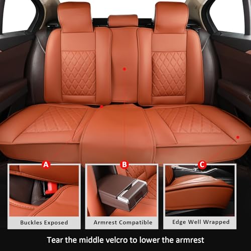 Image of MIROZO Seat Covers Full Set,Leather Seat Covers Waterproof Seat Cover Automotive Seat Covers Car Seat Protector Vehicle Cushion Cover Universal Fits for Sedan, Truck and SUV (Full Set, Brown)