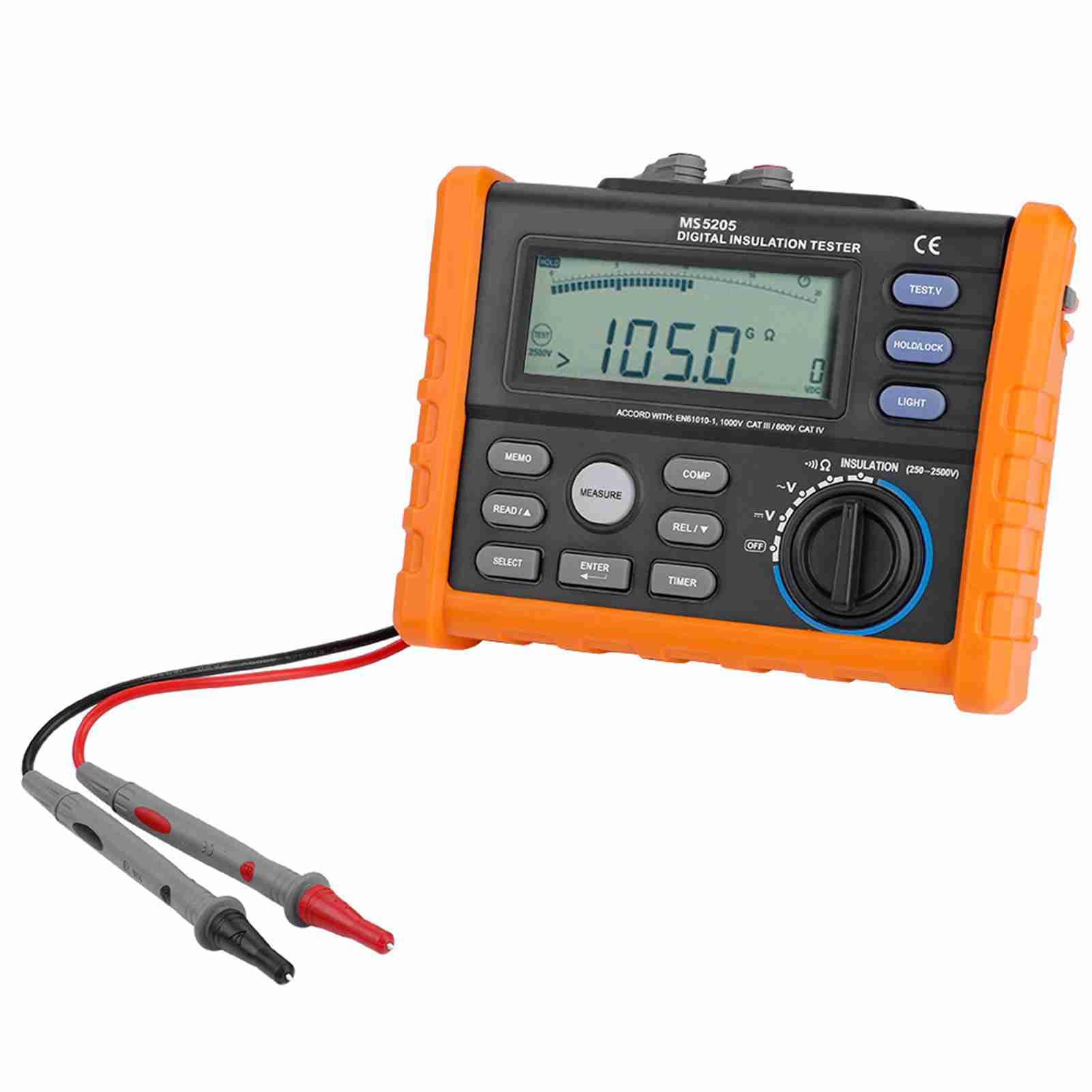 PM5205 Cyfrowy miernik rezystancji 2500V Megaom tester izolacji 0,01MΩ-100gΩ Tester napięcia rezystancji AC/DC z podświetlanym wyświetlaczem LCD