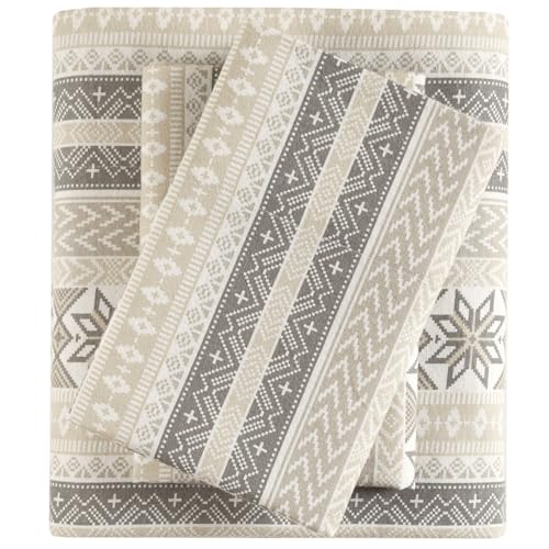 True North by Sleep Philosophy Flannel Sheets Twin XL Size, Cozy 100% Cotton Flannel Bed Sheets, Ultra Soft Cute Sheet Set, Elastic Pocket Fits Up to 12" Mattress, Nordic 3 Piece