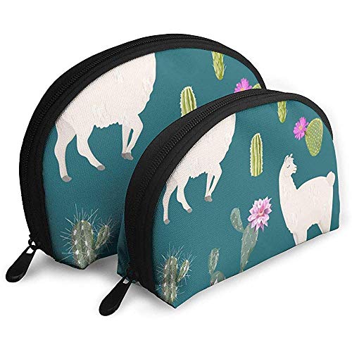 Preisvergleich Produktbild Lama Kaktus Tierwelt Natur Schalentiere Kosmetiktasche Muschelform Tragbare Aufbewahrungstaschen Reise Kulturbeutel (Einschließlich 2
