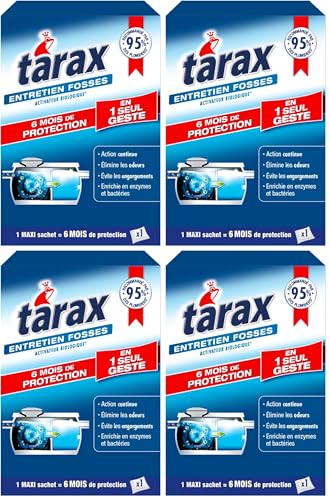 TARAX - Traitement Fosses Septiques 6 Mois - Élimine les Mauvaises Odeurs & Prévient les Engorgements - Activateur Fosse Septique à Base d'Enzymes et...