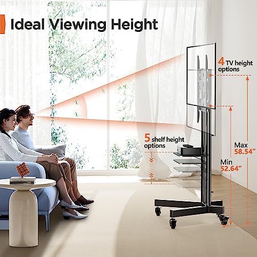 Perlegear PGTVMC01 Rolling Tv Stand For 32-85 Inch Screens Up To 132 Lbs, Height Adjustable Mobile Tv Stand For Lcd Oled 4K Flat/Curved Panels thumb #2