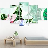 SIGNWIN 5 Panel Canvas Wall Art Modern Art Bouquet Colorful Decorative Elements Floral Multicolor Photography - 60