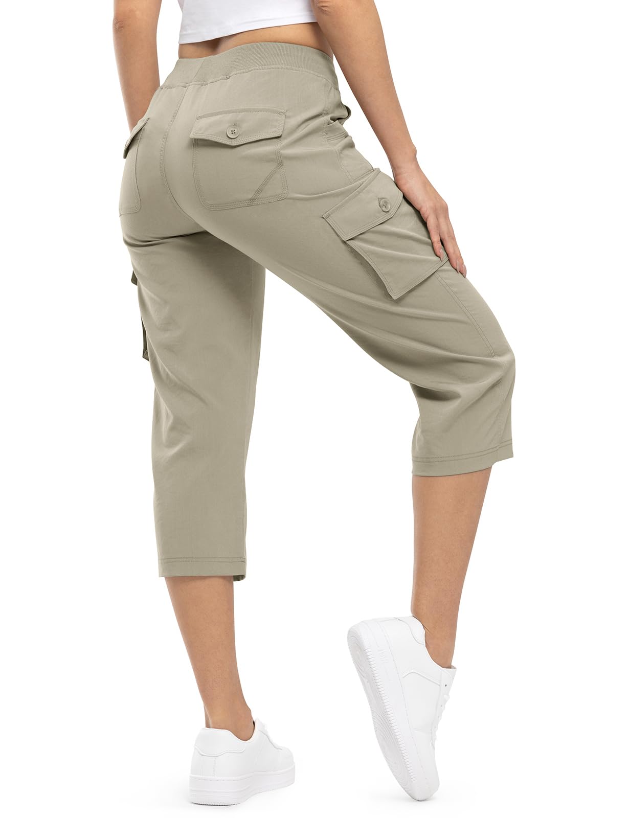 TBMPOY Womens Cargo Capris Lightweight Hiking Pants 6 Pockets Quick Dry Casual Outdoor Trip Loose Shorts Cropped Cotton