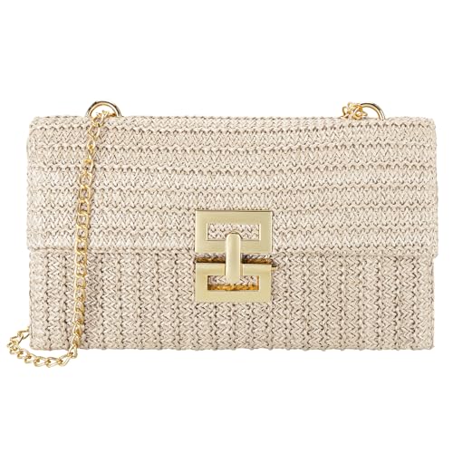 Gets Bolsa feminina de palha, clutch de palha, tecida à mão para o verão, praia, envelope clutch, Bege2