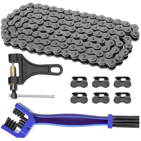 520 Heavy Duty Carbon Steel Motorcycle Chain with Opener, for Dirt Bikes, ATVs, Go Karts, Scooters, Mini Bikes, Bicycles Cover