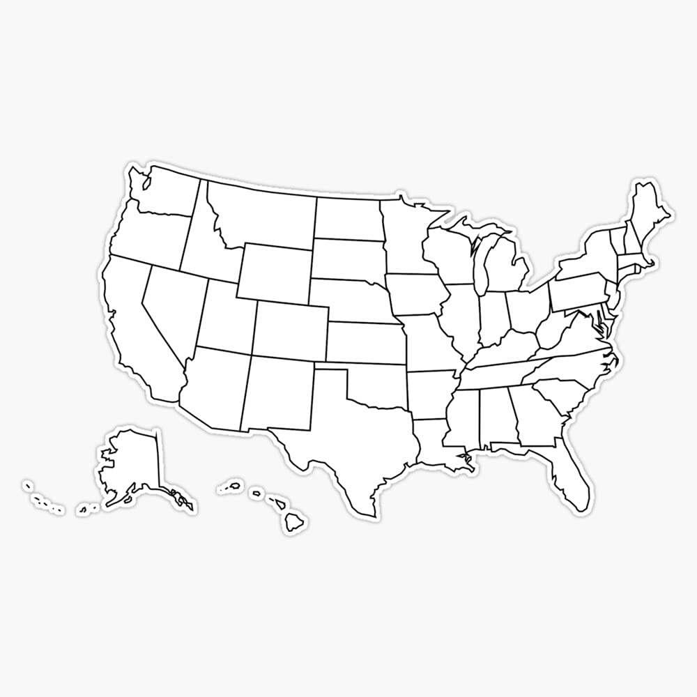 United States Map Sticker Bumper Sticker Vinyl Decal 5"