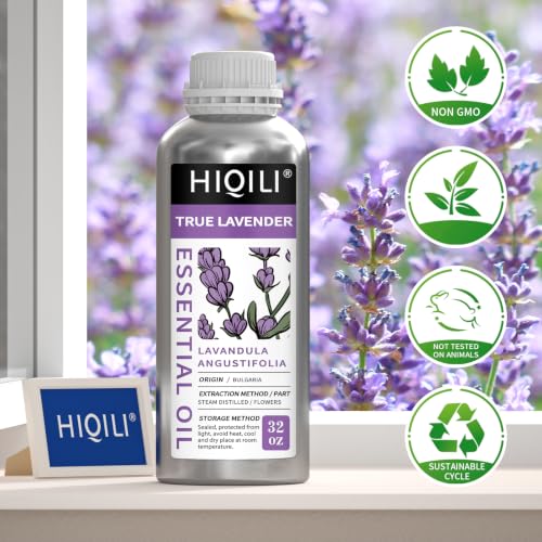 Image of HIQILI Lavender Essential Oil for Aromatherapy, Candle & Soap Making | Large Capacity for Hotels Spas Salons & DIY Studios, Calming Scent, Relaxation & Skin Care - 1000mL / 32 fl oz