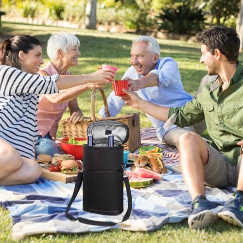 Bolsa de vino aislada portátil de uso vertical con protección, negro 3