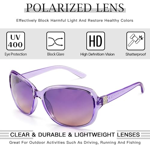 Image of SIPHEW Polarized Sunglasses for Women | UV400 Protection | Vintage Sun Glasses,Wraparound Shade,Lightweight & Comfortable,Big Sunnies eyewear,Driving,Outdoors
