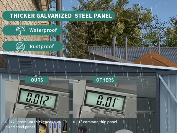 6x8FT Heavy-Duty Metal Outdoor Storage Shed - Lockable Double Door w/Free Light Board, Tiny Home & Tool Shed Solution for Patio and Garden - Image 4