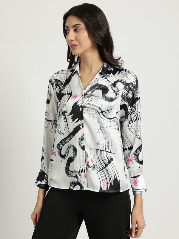 Image of FableStreet Women Shirts | Comfort Fit Spread Collar | Premium Satin Fabric for Formal, Business Casual