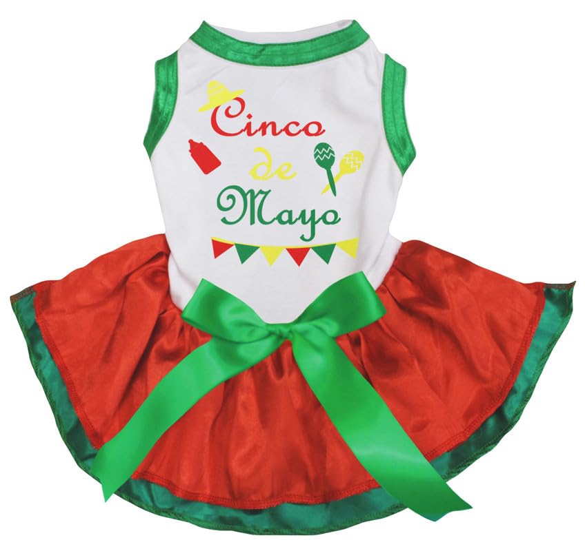 Robe pour chiot Cinco De Mayo style carnaval blanc rouge vert en taille XXXL pour grand chien