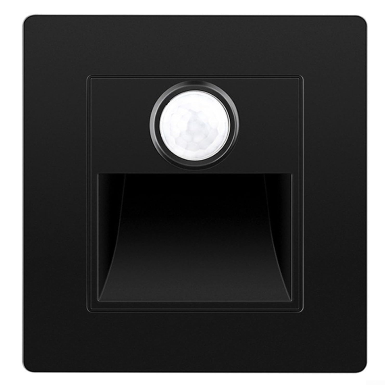 MIKMLYZE LED Stair Light Motion Sensor Recessed Wall Light 2-3W Warm White Indoor Step with Infrared Human Body Sensor, IP20, PC Flame Retardant Panel, Suitable for 60mm(Black)