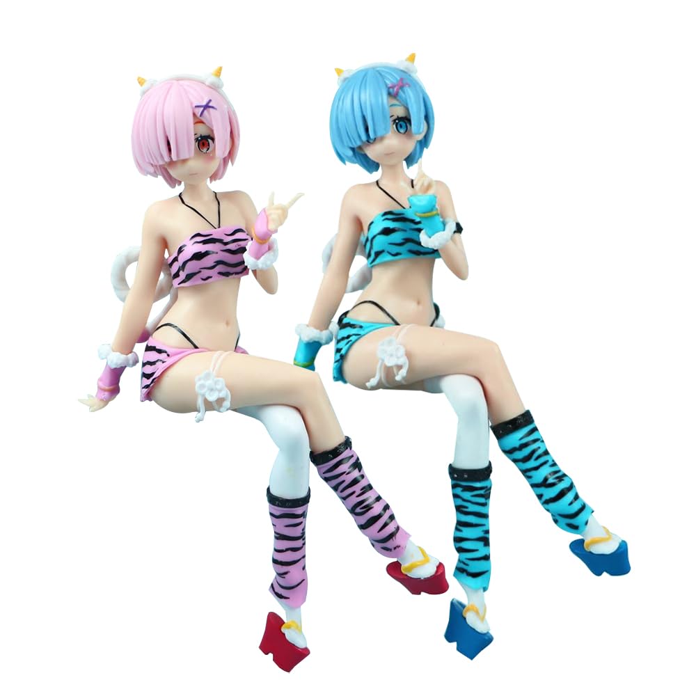 YLQANONG Re:0 Rem/Remu Figures Ram/Ramu Anime Figure Statues Anime Action Figurine Ornaments for Fans 6.69IN