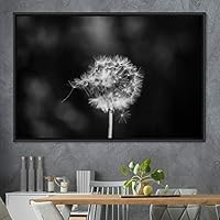 Framed Canvas Wall Art Black and White Flower Canvas Prints Home Artwork Decoration for Living Room,Bedroom - 16x24 inches