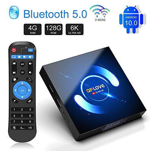 [Android 8.1 TV Box] QPLOVE MAX+ Smart TV Box Quad Core 4GB RAM + 32GB ROM / 4K * 2K UHD H.265/ HDMI/USB 3.0/ WLAN 2.4GHz Media-Player/Android-Set-Top-Box con Mini Wireless Backlit Keyboard