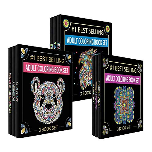 Creatively Calm Studios Adult Coloring Book Bundle - All 3 Sets, 3 books each set, 9 Books Total. Animals, Butterflies, Mandalas and more