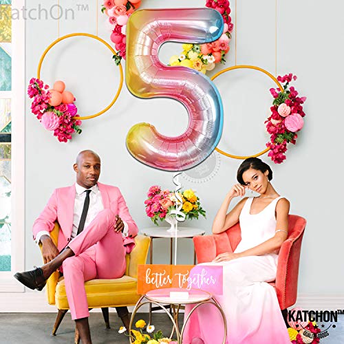 Image of KatchOn Rainbow Number 5 Balloon 40 Inch For 5th Birthday Decorations