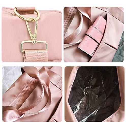 Suruid Gym Duffel Bag for Men and Women, Workout Duffel Bag with Shoe Compartment and Dry Wet Separated Pocket , Sports Gym Travel Bag Training Handbag Yoga Bag - Pink