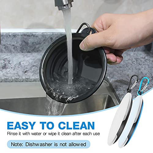 Hundenäpfe Faltbare Reiseschale 2 Stück fütternde Hundenäpfe mit Deckel und Haken,Auslaufsichere Hundenapf Tragbare Silikon Trinkschale für Katzen,Hunde Wanderungen and Camping (450ml, Blau&Schwarz) - Image 6