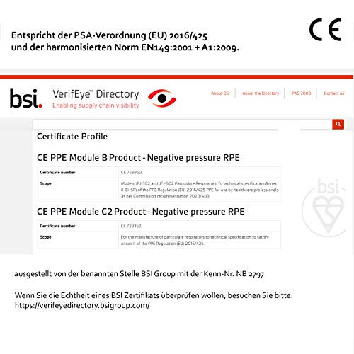 5 maschere protettive FFP2 NR a 5 strati, filtro