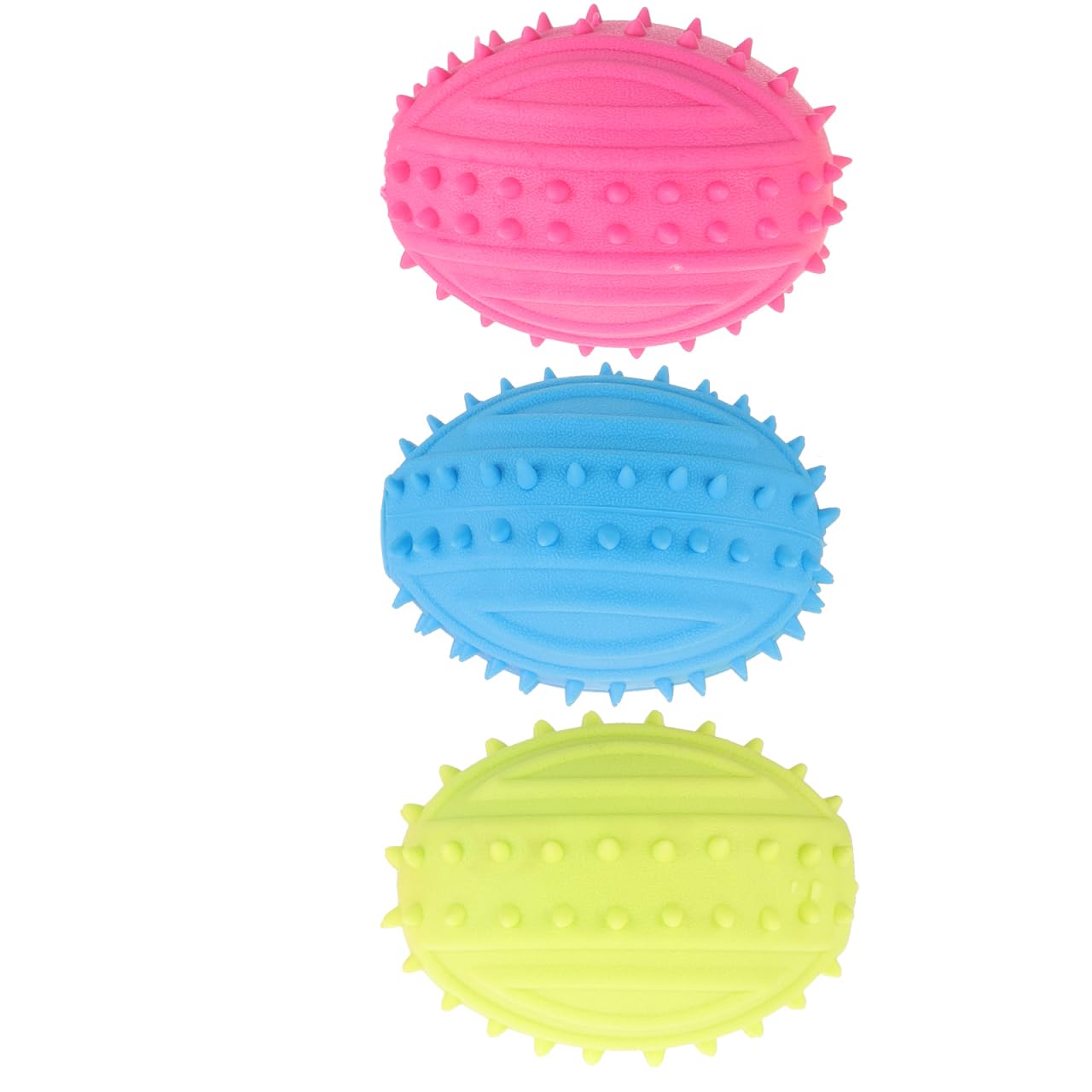 Beavorty Puppy Teething Aid: 3 Pack Dog Squeaky Ball Toys Small Dogs Rugby Balls Pet Chew Toys for Exercise Mental Stimulation