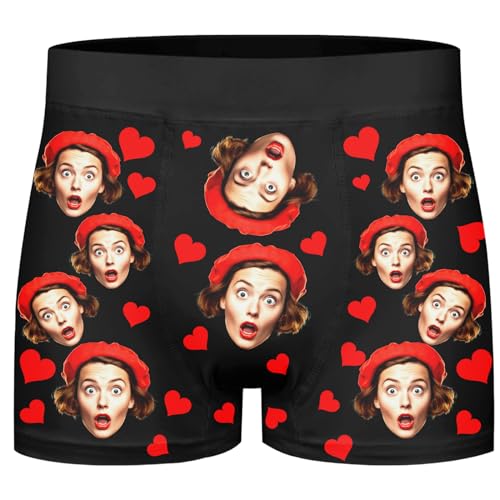 Zkgiftsdz Calzoncillos de Boxeo Personalizados para Hombres, Calzoncillos Personalizados con Foto Regalos de San Valentín para Novio y Esposo (XS   4XL)