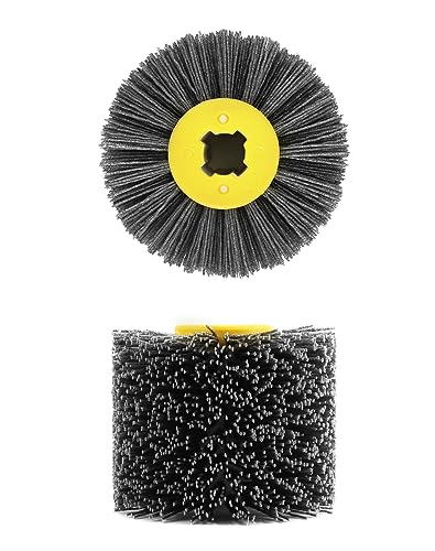 Image of QWORK Nylon Wheel Brush 80Grit, Abrasive Nylon Drawing Wheel, Polish Grinder Brush, Burnishing Polishing Brush, 120X100X19mm