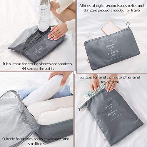 Image of Packing Cubes for Travel, 7-Piece Luggage Organizer Set with Shoe Bag & Laundry Pouch, Lightweight Compression Travel Organizers for Suitcases, Carry-On & Backpacks (SMOKE)