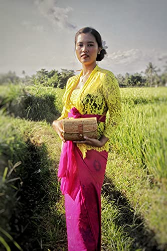 Generic Bali Rattan Bags for Women - Handmade Wicker Woven Purse Handbag with Leather Strap by ARAHAT Yellow - Image 3