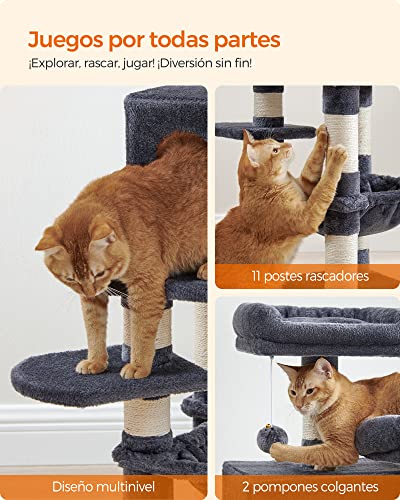 Feandrea Árbol para Gatos de 112 cm con Poste Rascador miniatura 7