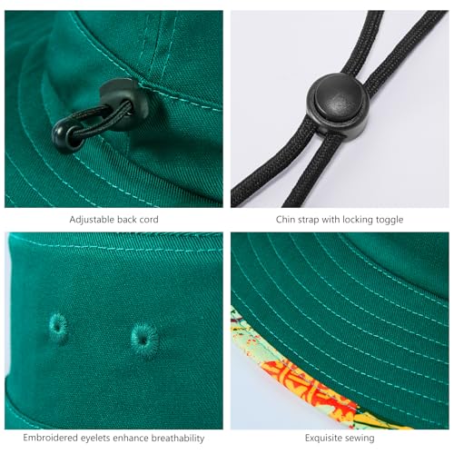 Image of UPF 50+ Foldable Sun Hat Patterned Under Brim Bucket Hats for Summer Hiking Fishing Beach Safari Men Women