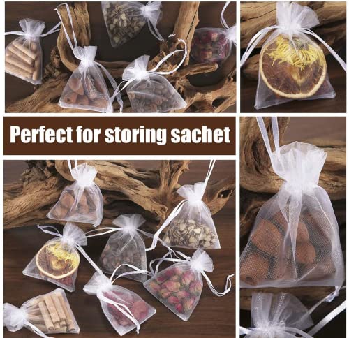 Intckwan 50 Stück Weiß Organzasäckchen 9 x 12 cm, Organza Beutel Geschenk Schmuck Hochzeit Bonbonsbeutel Mit Satin-Kordelzug Für Festival Party und Hochzeit…