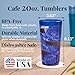 US Acrylic Cafe Plastic Reusable Tumblers (Set of 16) 20-ounce Water Cups Coastal Colors | Restaurant Style Drinking Glasses Value Set, Stackable, BPA-free, Made in the USA | Top-rack Dishwasher Safe