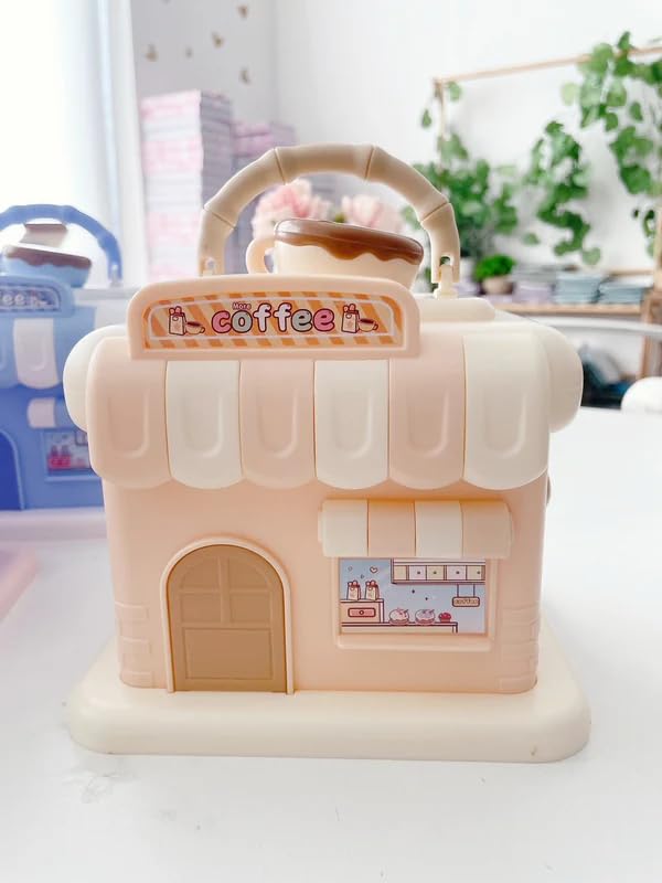 Image of Money Saving Bank with Coin Slot / /Creative Cartoon Design Money Bank / /Plastic Piggy Bank for Boys & Girls (Pack of 1) (Coffee Shop - Beige)