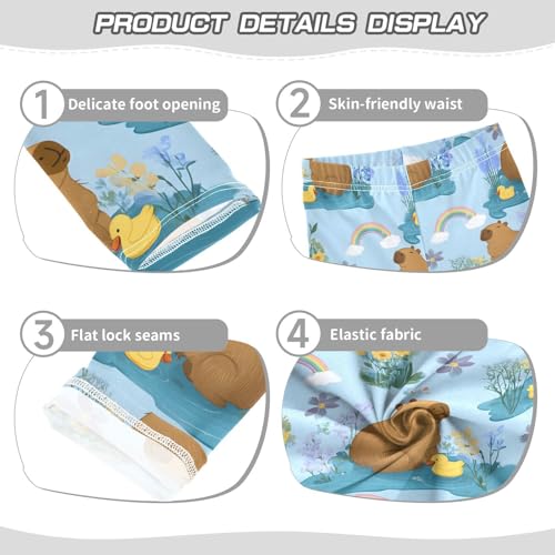 ALAZA Girls' Leggings Children's Yoga Pants Skinny Printed Dance Duck Capybara Lovely Comfortable 4T2