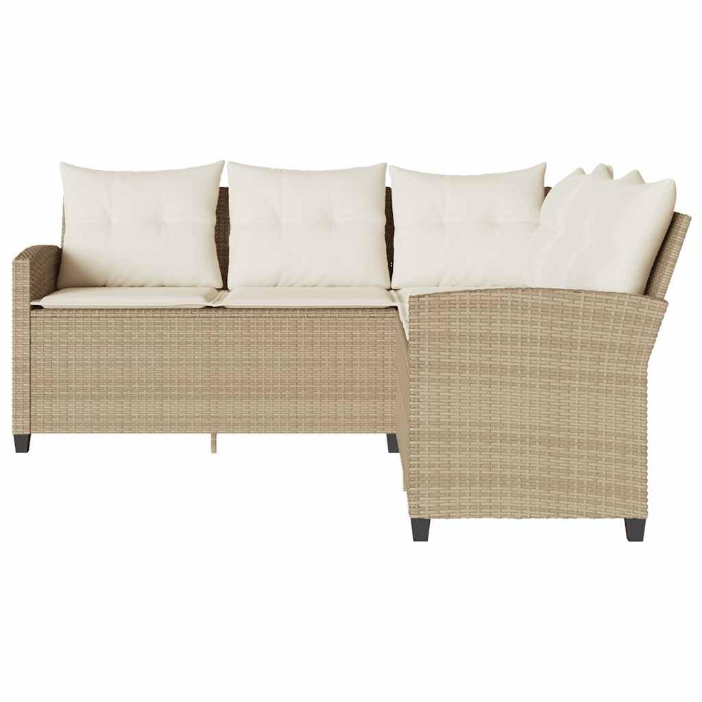 Canape L Tressé Beige avec Coussins Beige Canapé d Angle Jardin en Résine Tressée avec Coussins Lavables Ensemble Canapé Extérieur pour Terrasse Balcon Patio Maison Durable Imperméable UV