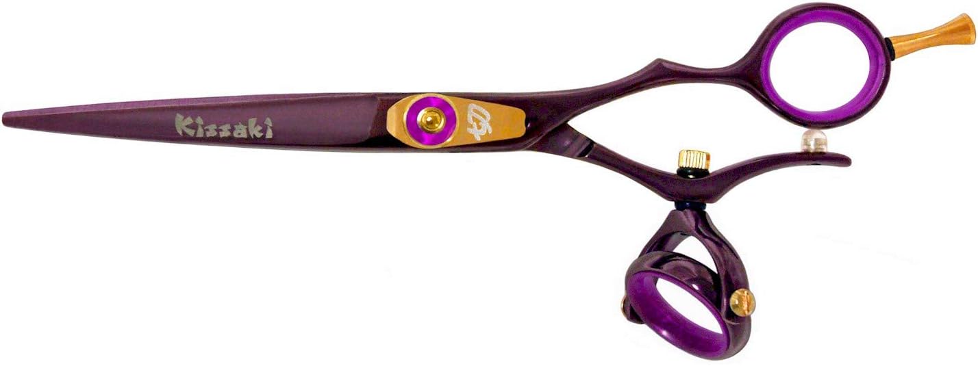 Kissaki Hair Scissors Gokatana 6.0 inches Double Swivel Black Cherry P Titanium Hair Cutting Shears