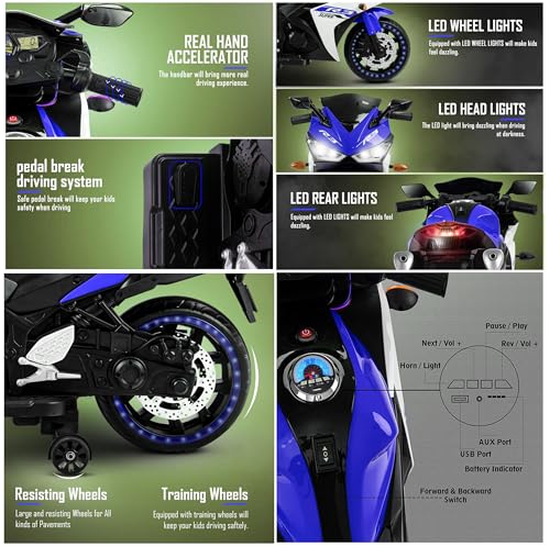 Image of Kids Sports Bike, Ride-On Toy for Ages 2-8 Years, Birthday Gift for Boys and Girls (R3 Sports Bike (3-8 Year), Blue)