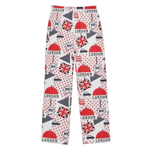 ZZXXB Hi London Boys Long Pants Soft Trousers Elastic Waist Kids Lounge Bottoms with Pockets S-XL